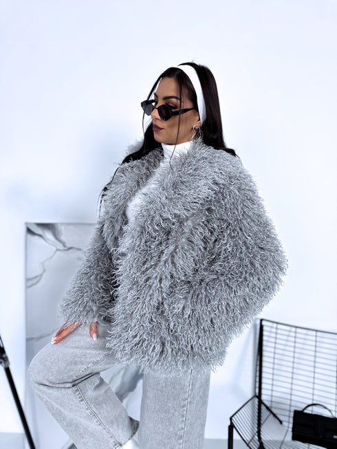 "GREY SMOG" artificial fur coat